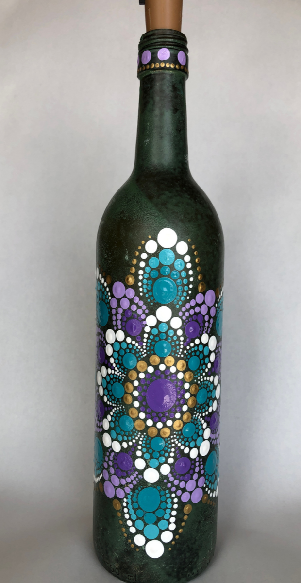 Wine Bottle Dot Painting